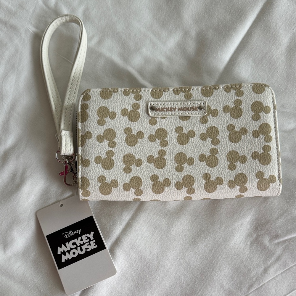 Disney Cream and Tan Mickey Mouse Wristlet